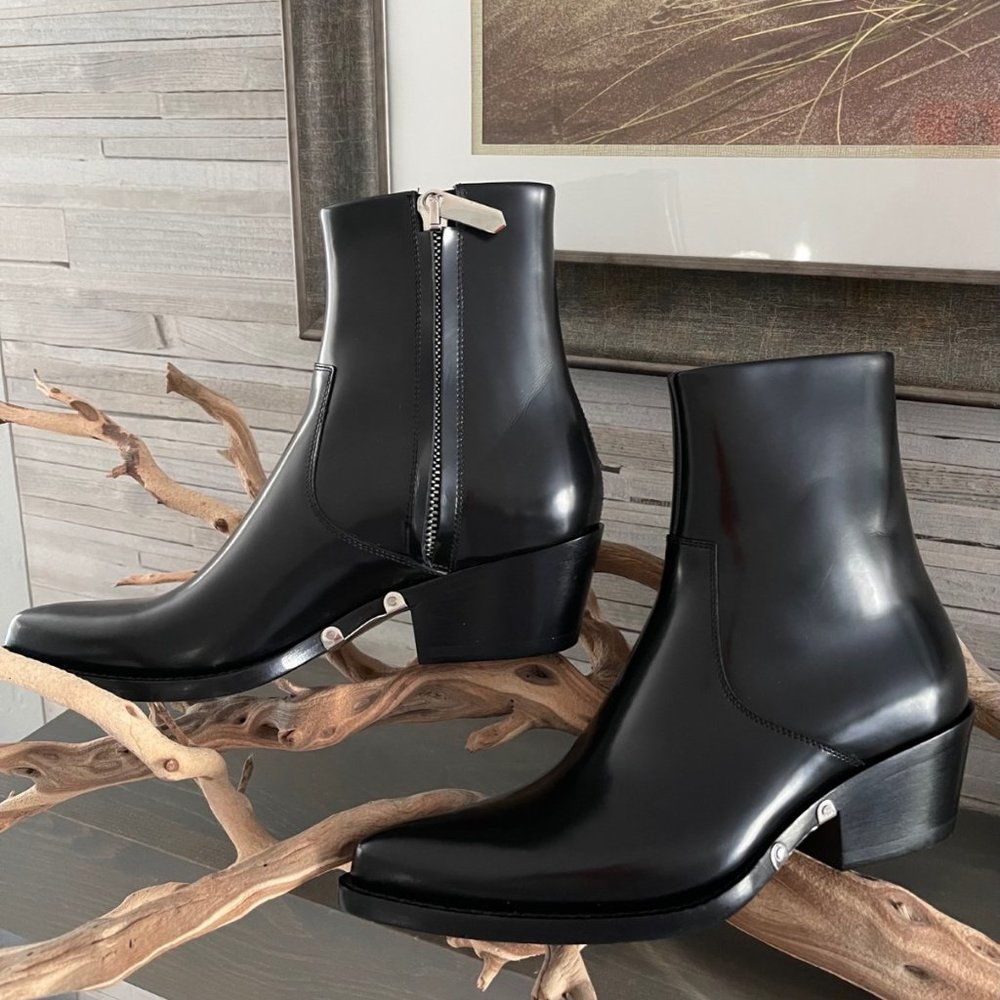 NEW RARE Calvin Klein 205W39NYC Tiesa Leather Western Boots Women US 6 EU 37